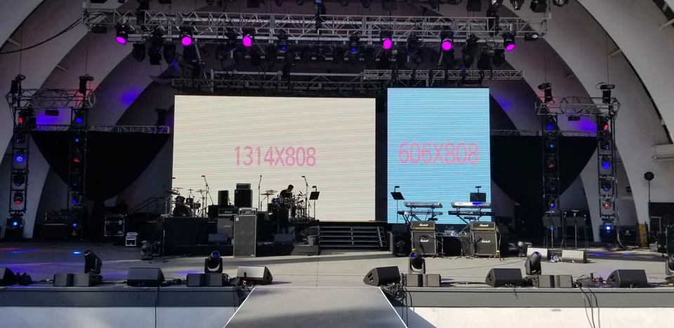 Display checks on the stage before the performance.