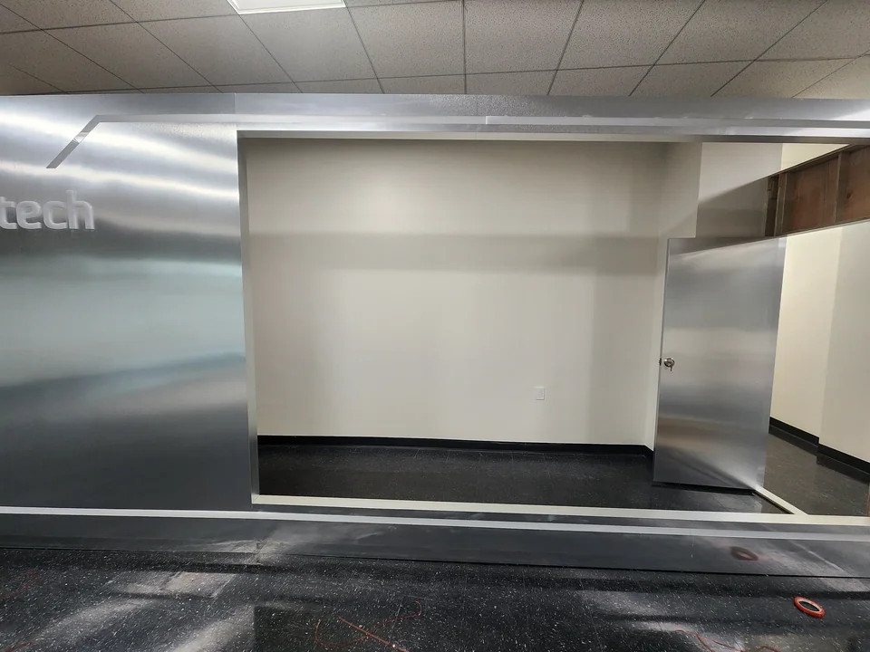 The prepared opening within the metal surround.