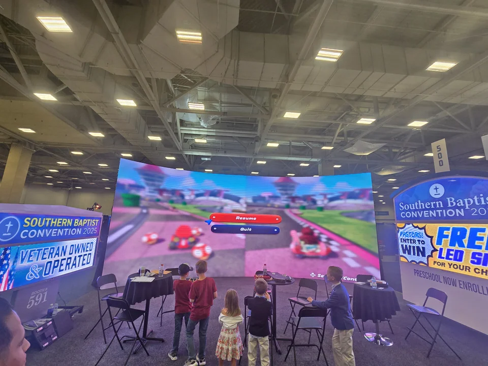 Game content on the main display.